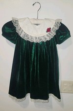 Beautiful Rare Editions Vintage Dark Green Velvet Dress Size 6 Clean In EUC