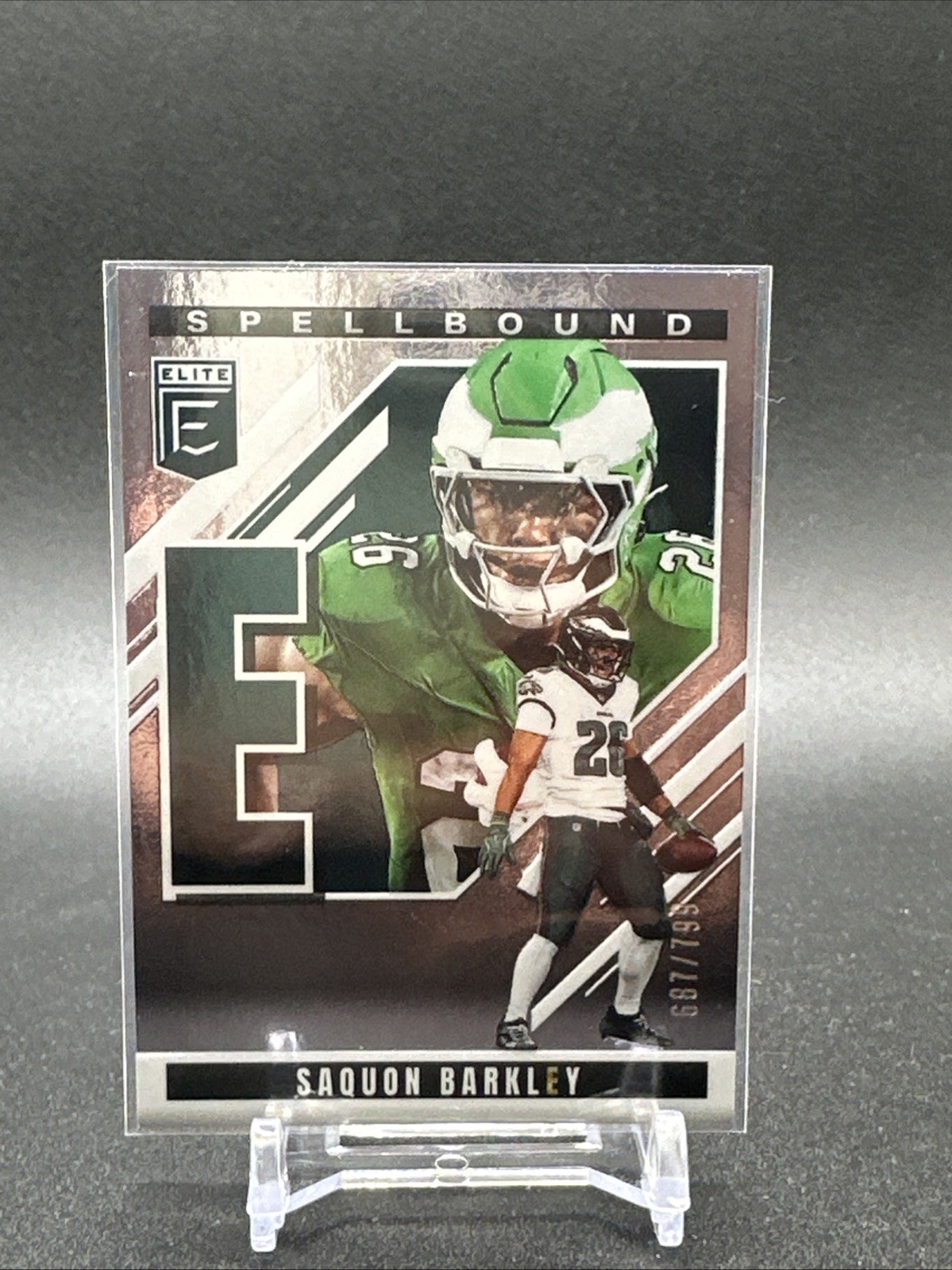 Saquon Barkley 2025 Donruss Elite Spellbound "E" Green Eagles /799