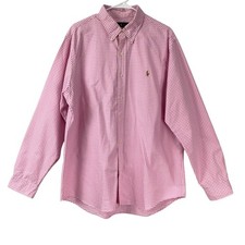 Ralph Lauren Classic Fit Pink/White Gingham Button Down Shirt Men's XL