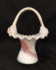Vintage Kanawha Pink & White  Slag Glass 8” Basket/Vase — photo 2