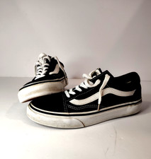 VANS Youth Old Skool Sneakers Black Canvas Upper/ White Stripe Size 4/5.5