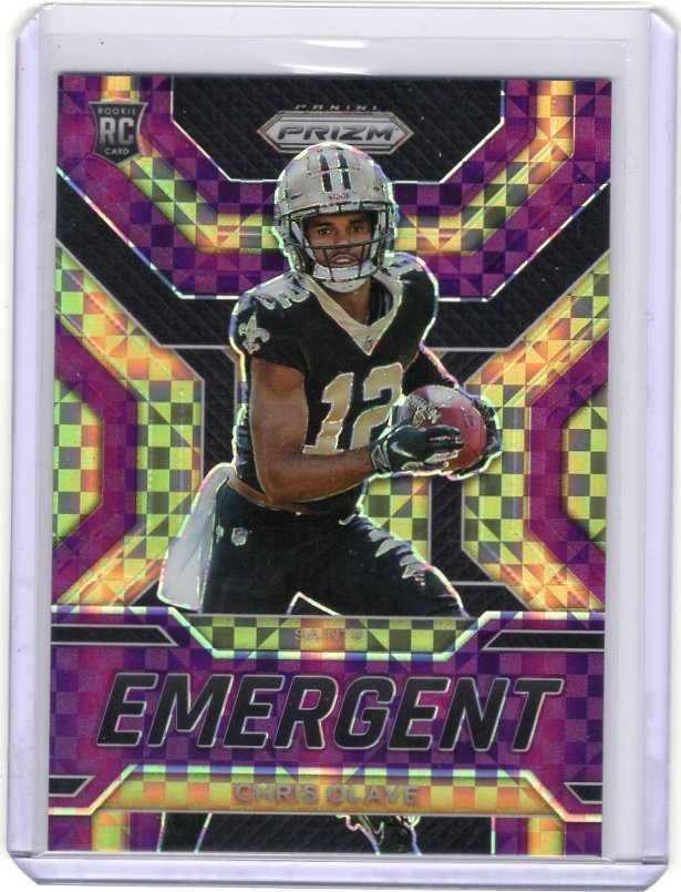 2022 Panini Prizm Football Rookie Purple Power Emergent Chris Olave 13/49 E-7 EW
