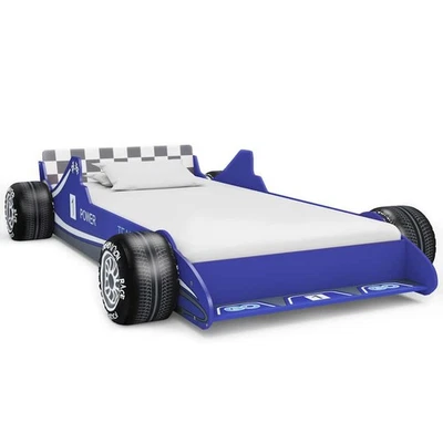 Lit Voiture de Course pour Enfants Bleu Sommier à Lattes Chambre Lit vidaXL - Photo 1/2