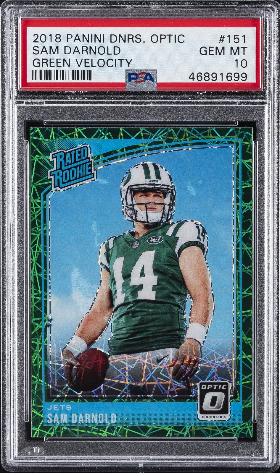 2018 PANINI DONRUSS OPTIC GREEN VELOCITY #151 SAM DARNOLD PSA 10