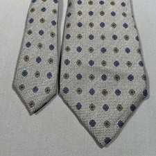 Ermenegildo Zegna Tie Men's Silver Blue Gold Silk Classic 62" x 3.5"