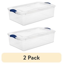2 pack Sterilite 32 Quart Medium Latching Storage Bin, Clear Plastic Storage