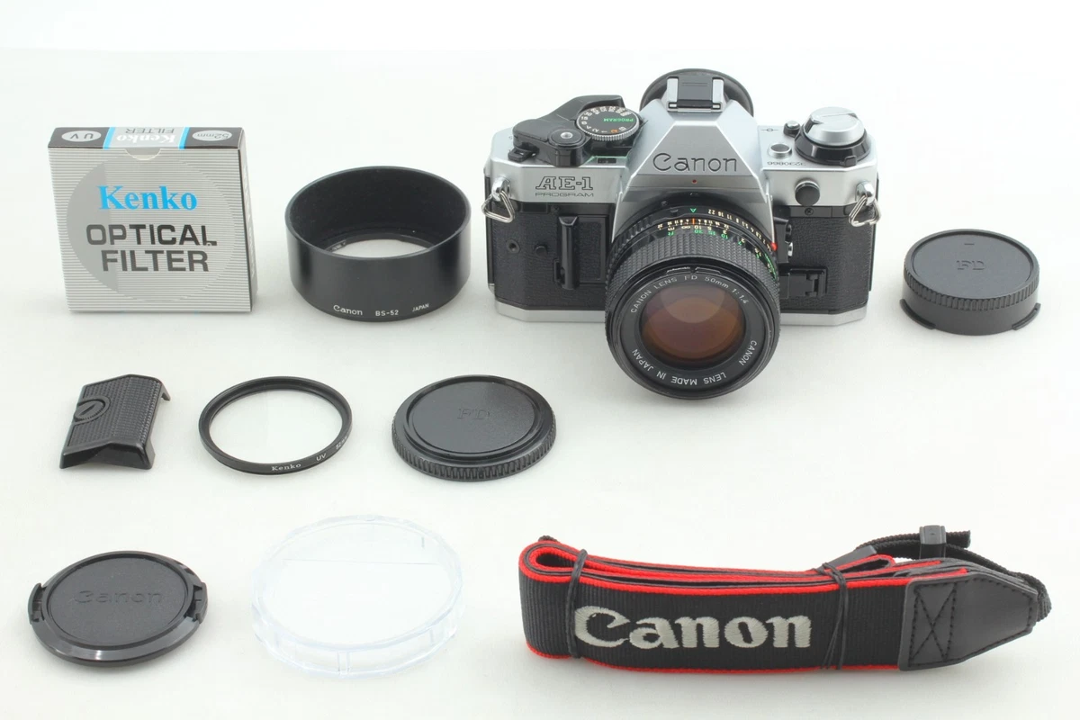[EXCELENTE COMO NUEVO] Canon AE-1 Programa Plateado 35 mm Cámara fotográfica NFD 50 mm f1,4 Lente JAPÓN