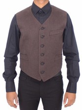Dolce&Gabbana Men Brown Dress Vest Cotton Blend Buttons Formal Waistcoat IT 46 S
