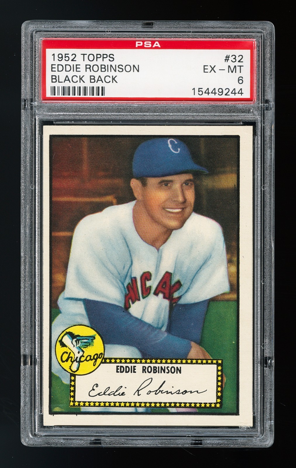 1952 Topps #32 Eddie Robinson (Black Back) - PSA 6