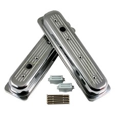 Chevy 5.7l Ball Milled Polished Aluminum Centerbolt Short Valve Covers Sbc 350