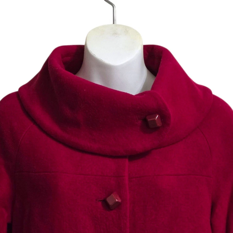 Abrigo largo de tul nuevo con etiquetas inspirado vintage mezcla de lana cuello envolvente en frambuesa talla S Foto 4 de 4