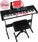 61-Key Beginners Complete Electronic Keyboard Piano Set W/Lighted Keys, LCD Scre