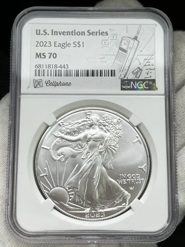 2023 $1 American Silver Eagle NGC MS70 1 oz Coin US Invention Series - Cellphone