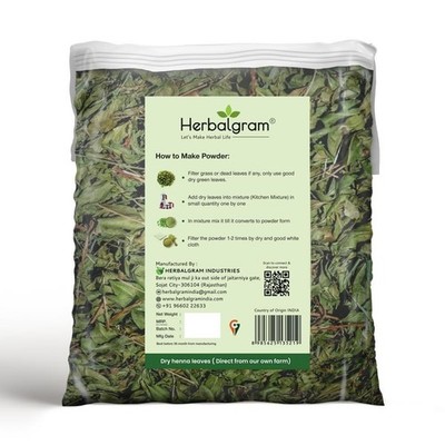 Herbalgram Dry Henna Leaves 100% Pure and Natural Sun-Dried for Hair Dye 400gm