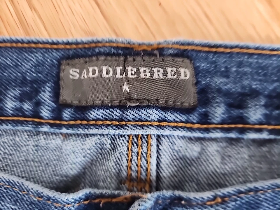 Saddlebred 尺码 36W X 32L 蓝色牛仔裤直筒高腰棉质男式复古 — 第 3/4 张图片