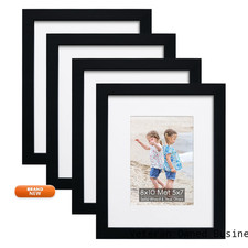Nwdclf 8X10 Wooden Picture Frame Set Of 4 5X7 Mat Solid Wood Real Hd Glass For