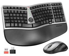 MEETION Ergonomic Wireless Keyboard and Mouse Combo, 2.4G Curved Compact Keyb...