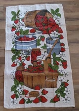Strawberry Basket Jam Linen Dish Hand Tea Towel 16x27