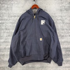 Carhartt Jacket Men 3XL Blue Loose Firm Duck Canvas Thermal Lined EMBROIDERED