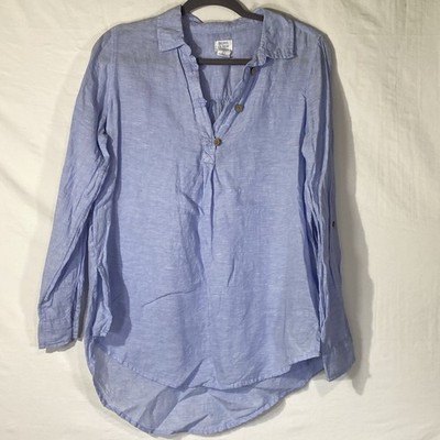 Sigrid Olsen Linen Coastal Top Size S Popover Resort Relaxed Fit Euro Summer