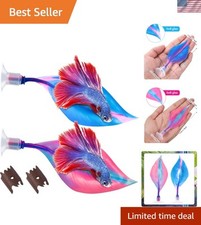 Comfortable Betta Bed with Suction Cups - 2 Stylish Leaf Hammocks in Blue Pink