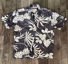 Vintage Quicksilver Hawaiian Shirt Mens Size Large Blue Short Sleeve Floral