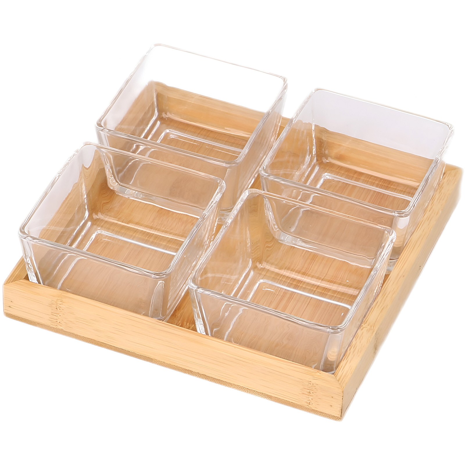 Coupelles en verre anti-renversement Cheffinger avec base stable en bambou