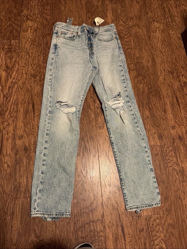 Levi's women's jeans Wedgie Straight Premium Sz. 27x30 Distressed Blue NEW/TAGS!