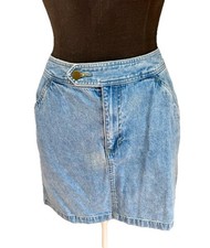 Liz Claiborne Lizwear Vintage Light Wash 100 Cotton Blue Denim Skirt, Size 8