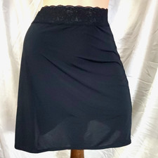 Vintage JOCKEY Women's Half Slip Skirt SMOOTH SOFT BLACK Lingerie LARGE