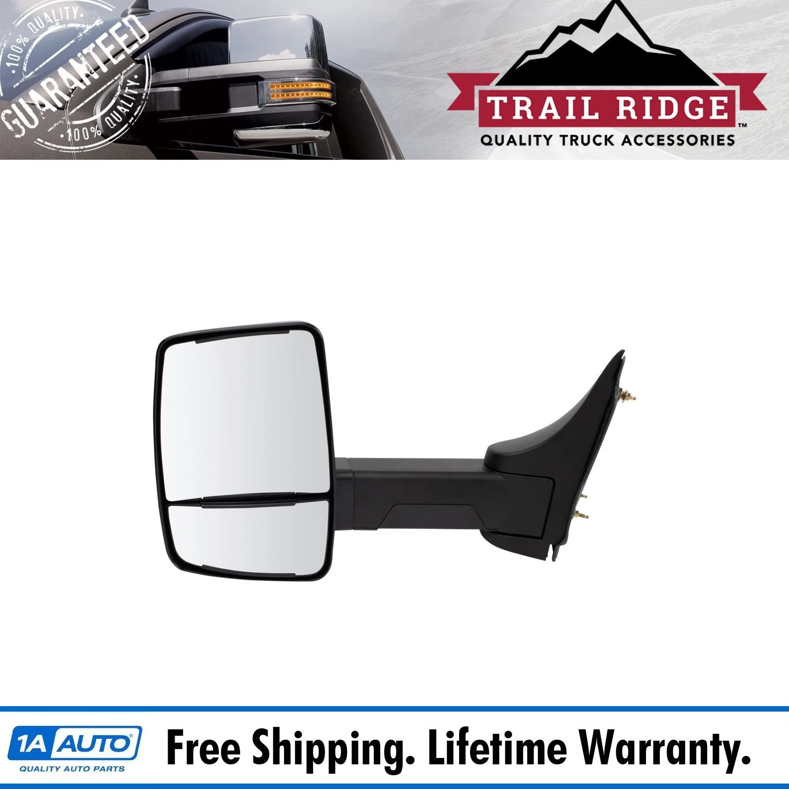 Tow Mirror Manual Textured Black Driver Left LH for GM Cutaway Van Box Truck