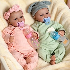 Twins Realistic Reborn Baby Dolls Vinyl Silicone Lifelike Newborn Girl Boy Dolls