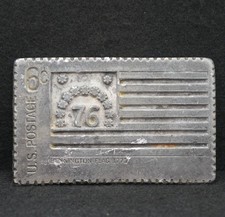 WC13159 AMAZING VINTAGE 1976 U.S. POSTAGE BENNINGTON FLAG ARTWORK BELT BUCKLE