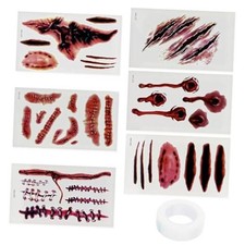 Halloween Scar Tattoos Temporary Realistic 6 Pcs with 1 Halloween Horror Set