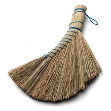 Natural Straw Whisk Broom - 12.5 Inch Small Hand Broom with Ergonomic Shape f...