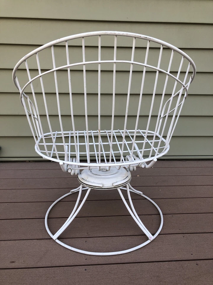 Silla basculante giratoria de alambre de metal blanco Mid Century de Homecrest Bottemiller Foto 3 de 4