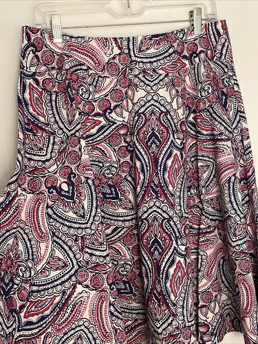 Talbot's Skirt sz 6 Paisley Blue Pink Cream 100% Cotton Knee Length A-Line EUC - Picture 8 of 13