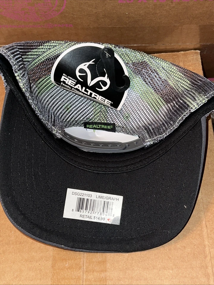 Realtree Adjustable Mesh Back Cap Hat Lime/Gray DSG221103 Youth OSFM - Image 3 of 4