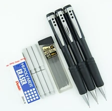 Pentel Twist-Erase Mechanical Automatic Pencils 0.5mm Erasers & Leads Lot Black