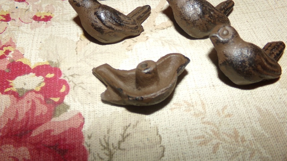 10 BIRD cast iron Knobs Pulls Drawer Door Handles Rustic