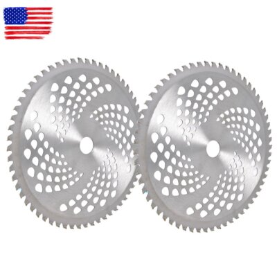 2 Pack -10'' x 60T Carbide Tip Brush Blades   For Cutter, Trimmer, Weed Eater US