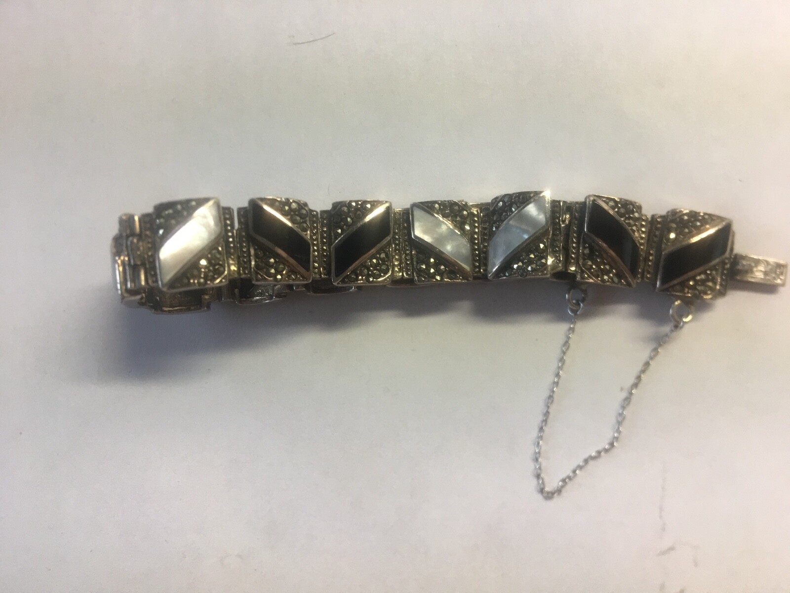 925 Solid Sterling Silver Square Link Bracelet 33… - image 7
