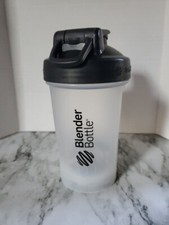 Workout Blender Bottle Classic W/ Loop Sport Mixer Black Clear 20oz Gym Shaker