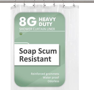 Small Shower Curtain Liner for Stall Size 36 x 72 8G Heavy Duty PEVA Narrow S...