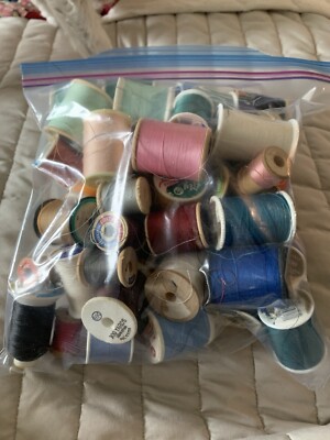 One Gallon Bag Filled With Colorful Spools Of Thread @ 25 Bright Toned Spools