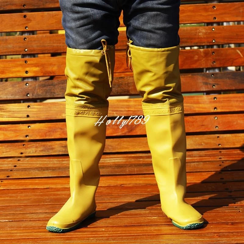 Men's Rain Boot Shoes Rubber Lace Up Fishing Waterproof Work Knee High Boots