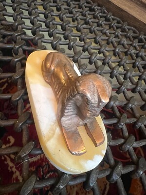 Ägyptische Sphinx Zauber Dekoration Marmorsockel 5'' lang Vintage