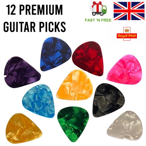 12 x GUITAR PICKS PLECTRUMS for Acoustic Bass Electric Guitars Guitar