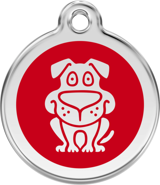 Red Dingo Enamel Dog Tag Red Lifetime Guarantee Cat, Dog