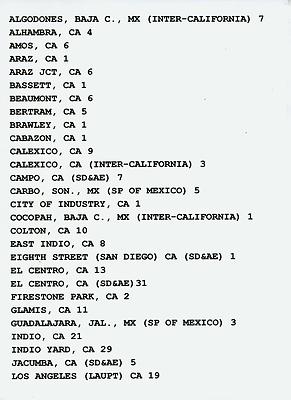 SOUTHERN PACIFIC RAILWAY TRAIN ORDERS (398) LOS ANGELES TO YUMA + 5 OTHER RRs CD